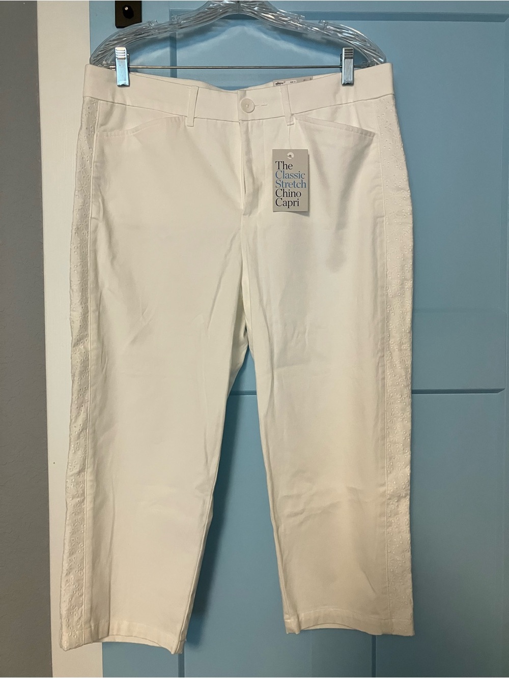 CROFT & BARROW White Stretch Chino Cropped/Capri Pants 14 NWT
